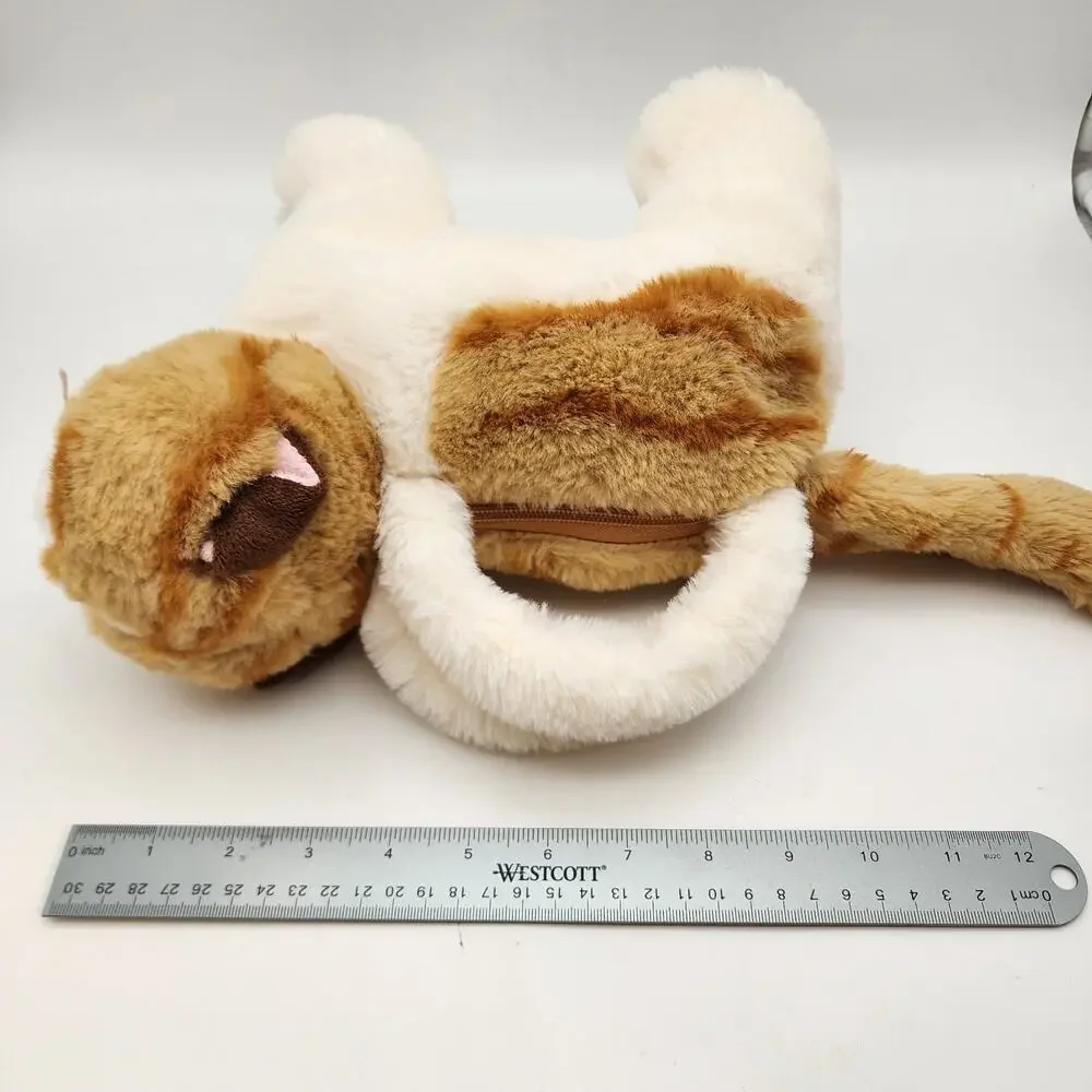 Plushies White Orange Tabby Plush Kitty Cat Purse Handbag Soft Stuffed Animal